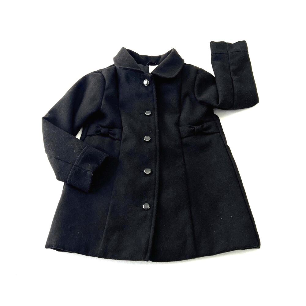 Gymboree‎ Coat Girls 4T to 5T Black Dressy Mid Length Lined Buttons Bow Winter